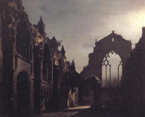 The Ruins of Holyrood Chapel,Edinburgh Effect of Moonlight, Luis Daguerre